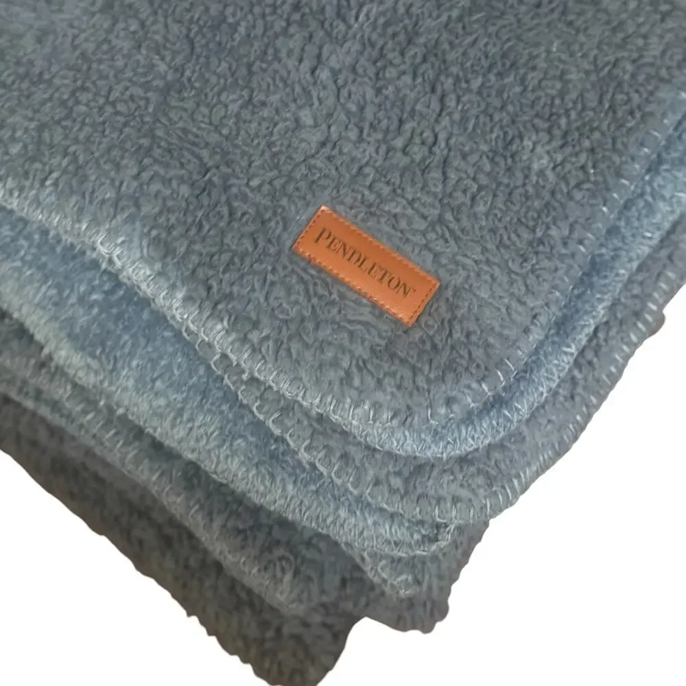 PENDLETON Crater National Park SHERPA Blue Stripe Blanket Comforter 92x102 KING